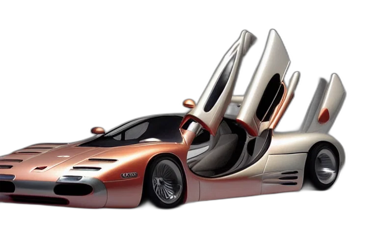 car, 3d render, concept art, photorealistic, retro, futuristic, mclaren, concept transparent PNG cut-out