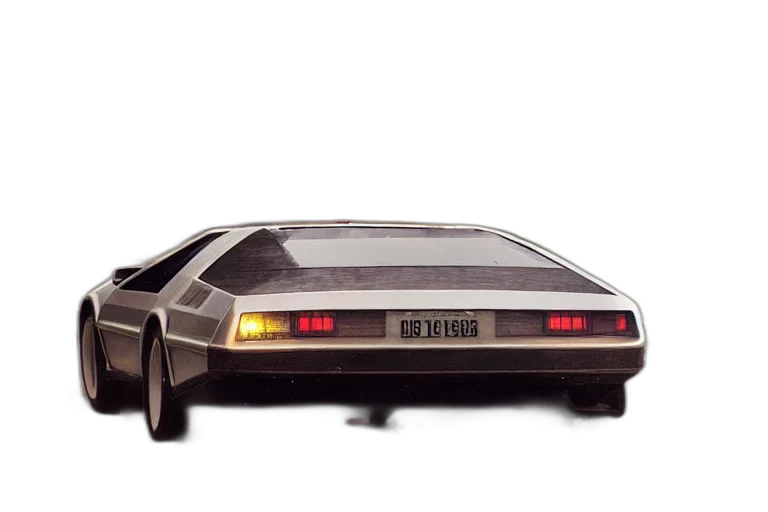car, robot, concept art, photograph, delorean, sleek, spoiler, driving transparent PNG cut-out