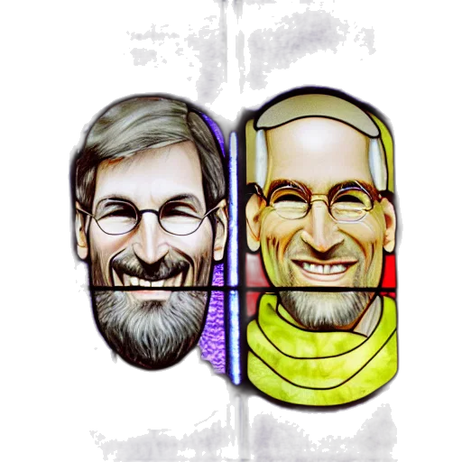 cartoon, comic book art, stained, glass, window, images, steve, jobs transparent PNG cut-out