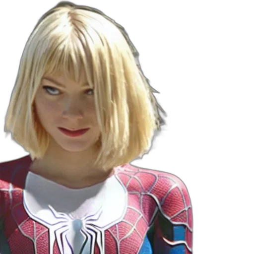 hair, 3d render, comic book art, spider, man, scene, gwen, stacy transparent PNG cut-out