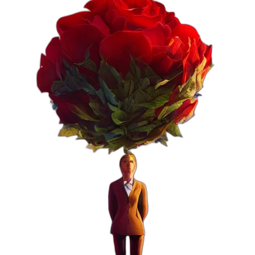flower, umbrella, jacket, crown, concept art, 3d render, pixel art, photorealistic transparent PNG cut-out