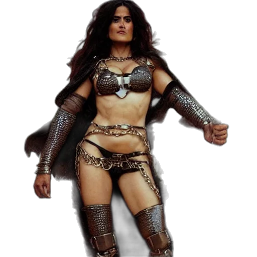fantasy art, concept art, comic book art, 3d render, portrait, salma, hayek, muscled transparent PNG cut-out