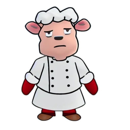 staff, food, animal, cartoon, concept art, pixel art, 3d render, chef transparent PNG cut-out
