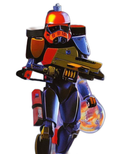 robot, weapon, staff, concept art, pixel art, 3d render, outer space, box transparent PNG cut-out