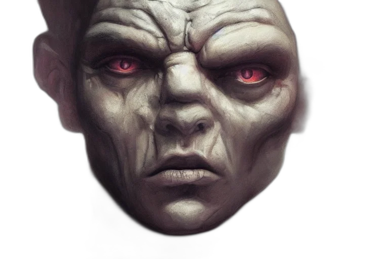 face, mask, creature, photorealistic, concept art, fantasy art, comic book art, brutalist transparent PNG cut-out