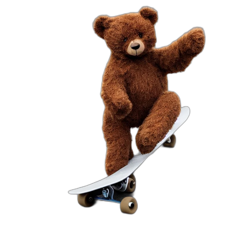 photograph, teddy, bear, skateboarding transparent PNG cut-out