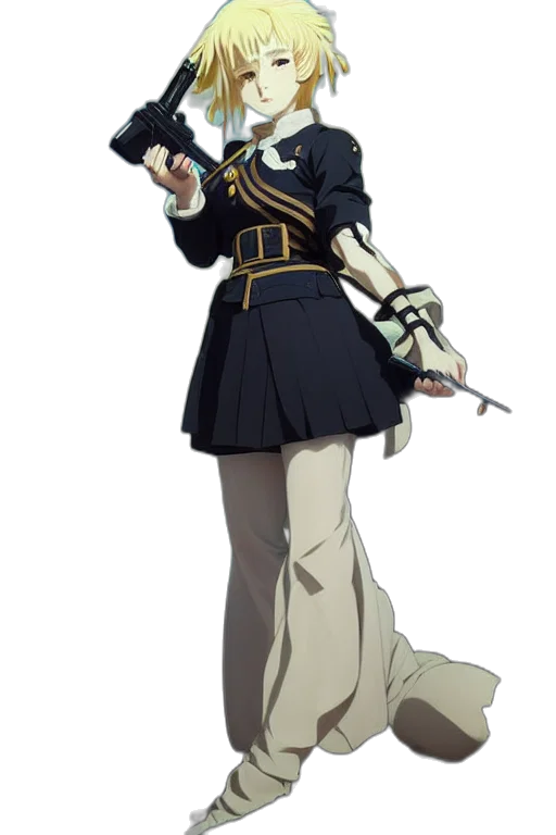 staff, weapon, sword, jacket, concept art, anime, pixel art, cartoon transparent PNG cut-out