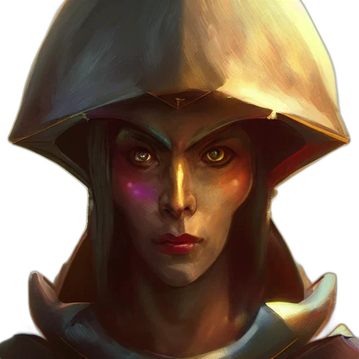 face, hat, staff, mask, fantasy art, concept art, comic book art, cyberpunk transparent PNG cut-out