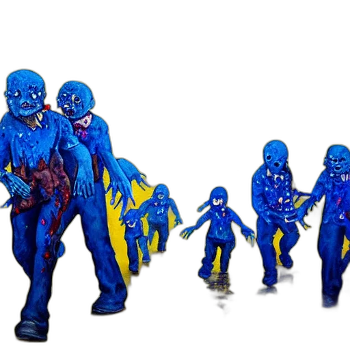 concept art, 3d render, outer space, blue, painting, zombies, walking, sky transparent PNG cut-out