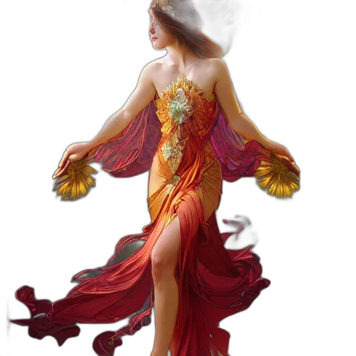 dress, crown, jewelry, fantasy art, concept art, pixel art, photorealistic, fire transparent PNG cut-out