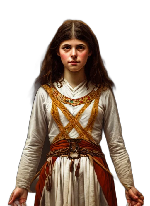 face, dress, sword, staff, concept art, fantasy art, photorealistic, oil painting transparent PNG cut-out