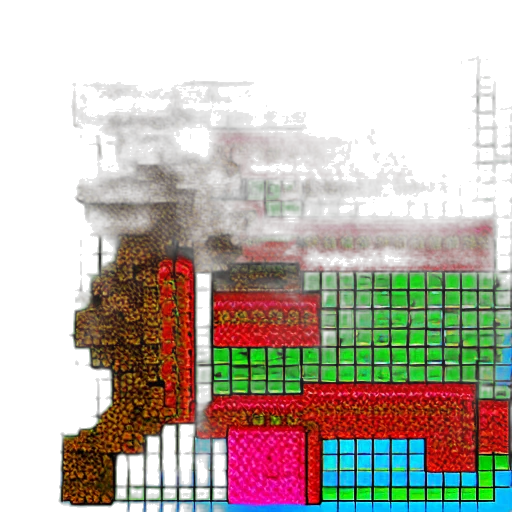 building, robot, pixel art, 3d render transparent PNG cut-out