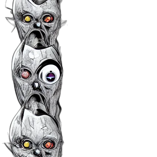 mask, staff, weapon, robot, concept art, comic book art, cartoon, fantasy art transparent PNG cut-out