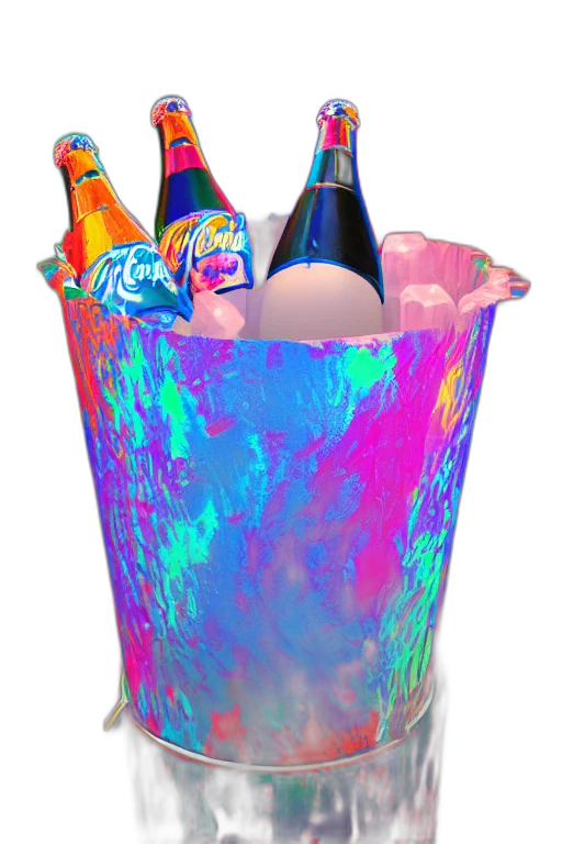 bottle, crown, jacket, food, vaporwave, 3d render, photorealistic, concept art transparent PNG cut-out