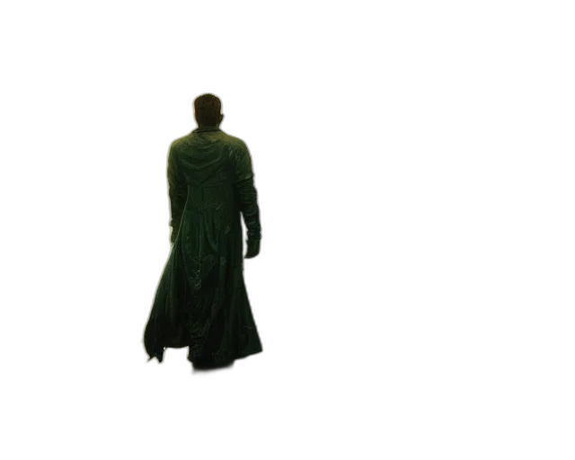 dress, jacket, staff, creature transparent PNG cut-out