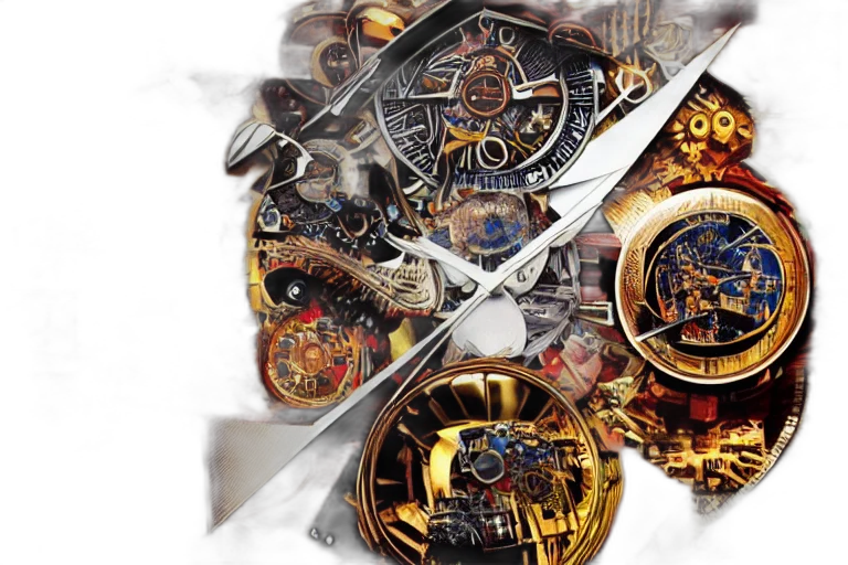 jewelry, photorealistic, 3d render, concept art, fantasy art, golden, time, moving transparent PNG cut-out