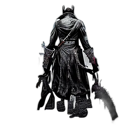 weapon, sword, concept art, comic book art, 3d render, dark, monochrome, bloodborne transparent PNG cut-out