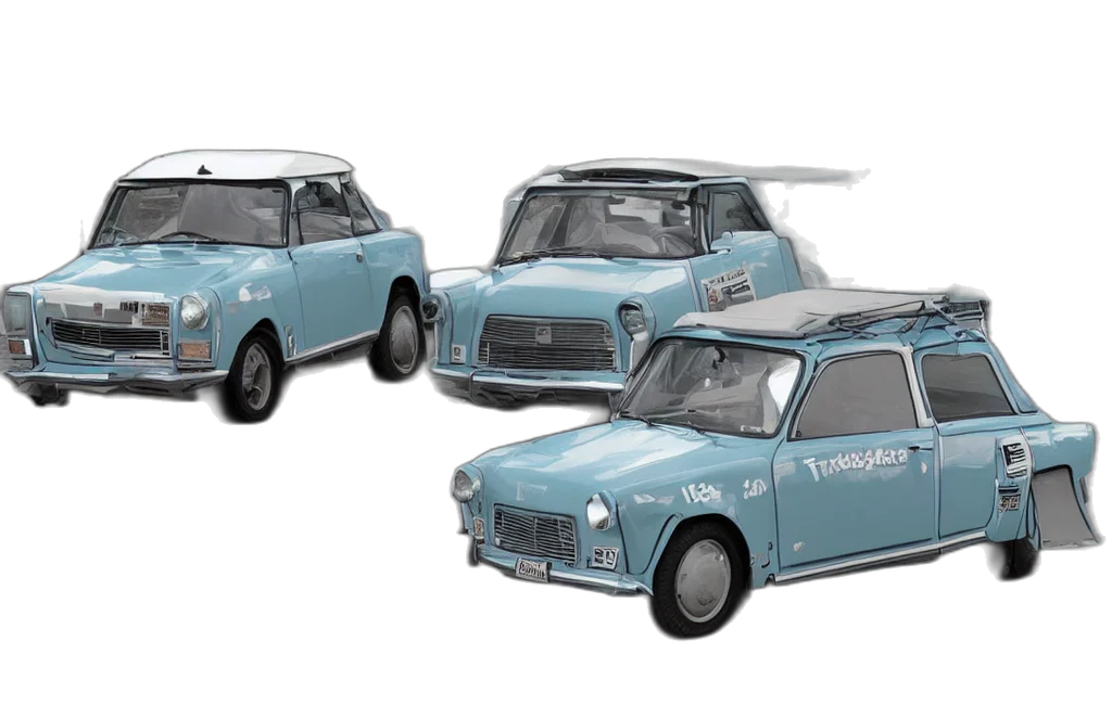 car, 3d render, concept art, photorealistic, trabant, brought, back, 2022 transparent PNG cut-out