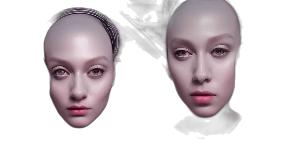 robot, mask, face, 3d render, photorealistic, concept art, cyberpunk, pastel transparent PNG cut-out