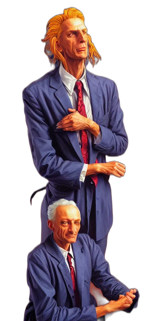 jacket, face, staff, umbrella, concept art, photorealistic, vaporwave, oil painting transparent PNG cut-out