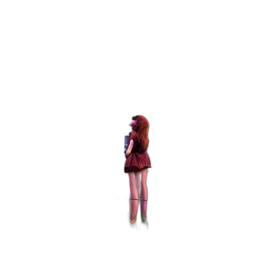robot, dress, creature, staff, pixel art, 3d render, concept art, vaporwave transparent PNG cut-out