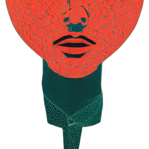 umbrella, mask, hat, staff, cartoon, 3d render, red, portrait transparent PNG cut-out