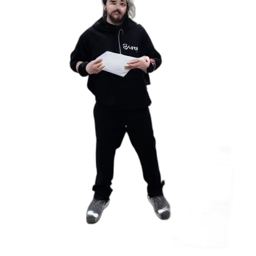 jacket, staff, hat, creature, concept art, 3d render, monochrome, post transparent PNG cut-out