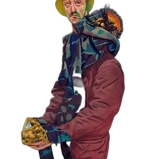mask, jacket, staff, robot transparent PNG cut-out