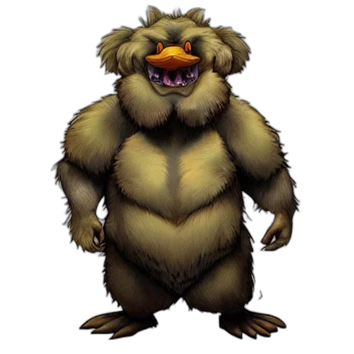 creature, animal, staff, concept art, fantasy art, pixel art, 3d render, bugbear transparent PNG cut-out