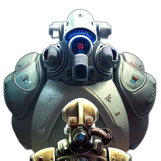 robot, mask, weapon, face, concept art, cyberpunk, comic book art, 3d render transparent PNG cut-out