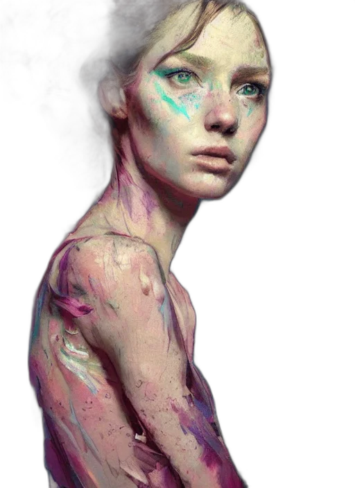 face, dress, creature, robot, fantasy art, photorealistic, concept art, watercolor transparent PNG cut-out