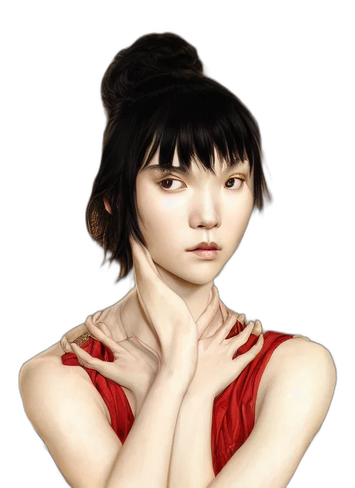 face, jewelry, dress, photorealistic transparent PNG cut-out