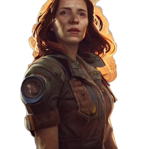 face, jacket, staff, weapon transparent PNG cut-out