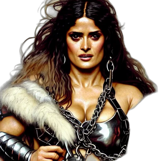 jewelry, comic book art, fantasy art, photorealistic, concept art, portrait, salma, hayek transparent PNG cut-out