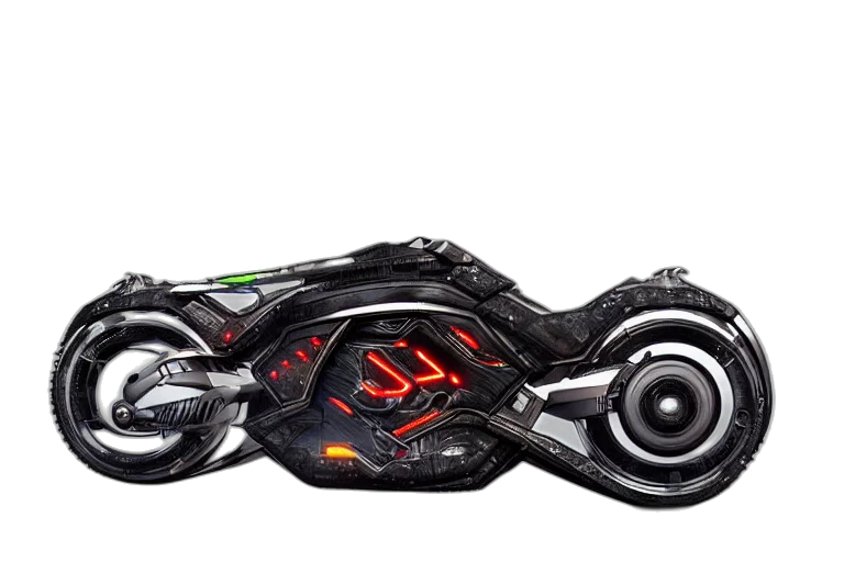 weapon, car, concept art, 3d render, photorealistic, cyberpunk, futuristic, motorcycle transparent PNG cut-out