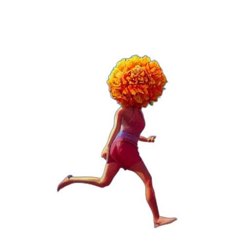 flower, hair, dress, creature, concept art, 3d render, pixel art, photorealistic transparent PNG cut-out