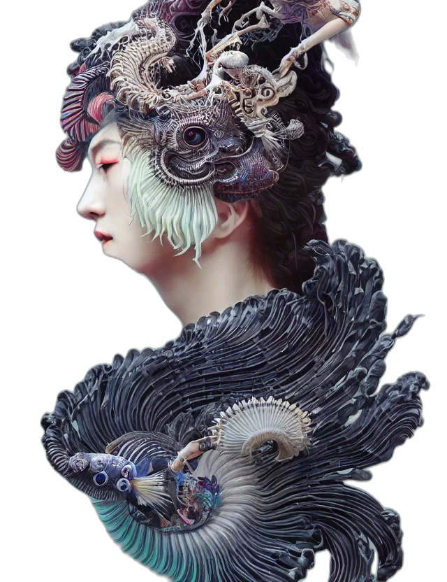 mask, crown, creature, jewelry, fantasy art, photorealistic, concept art, oil painting transparent PNG cut-out
