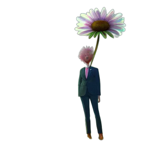 flower, staff, umbrella, hat, 3d render, concept art, vaporwave, photorealistic transparent PNG cut-out