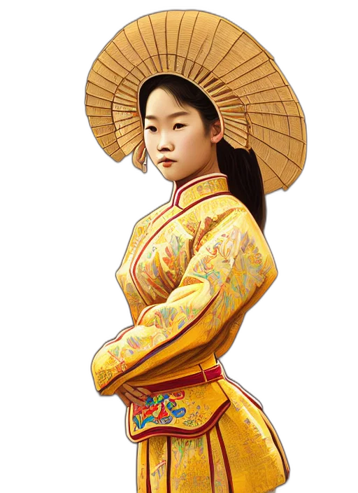 staff, dress, face, umbrella, photorealistic, oil painting, fantasy art, concept art transparent PNG cut-out