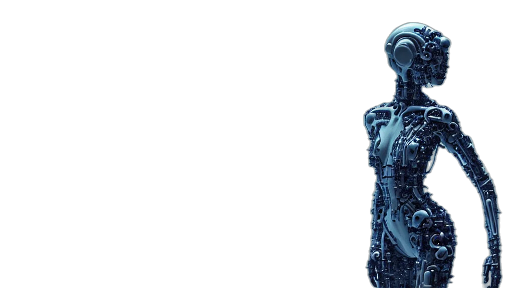robot, dress, 3d render, cyberpunk transparent PNG cut-out