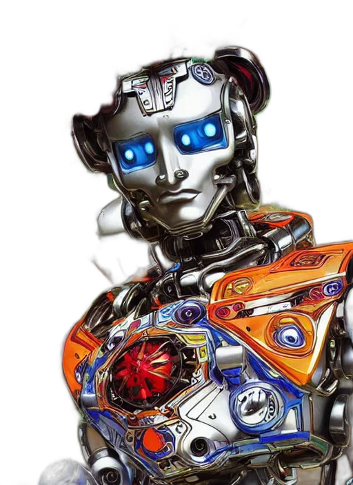 robot, concept art, cyberpunk, colourful, vfx, art, portrait, mecha transparent PNG cut-out