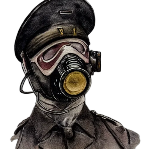 mask, face, staff, jacket, concept art, watercolor, photorealistic, comic book art transparent PNG cut-out