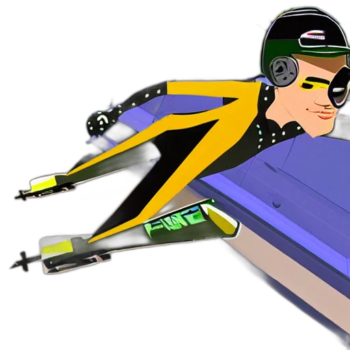 3d render, concept art, cartoon, photorealistic, tony, hawk, jet, set transparent PNG cut-out