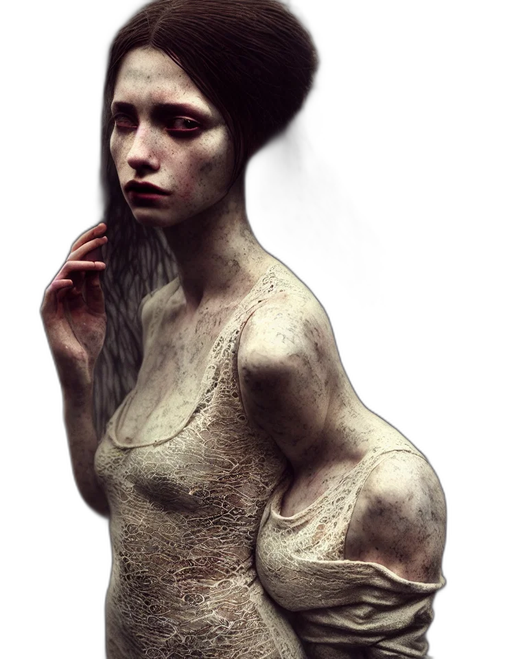 dress, creature, hair, face transparent PNG cut-out