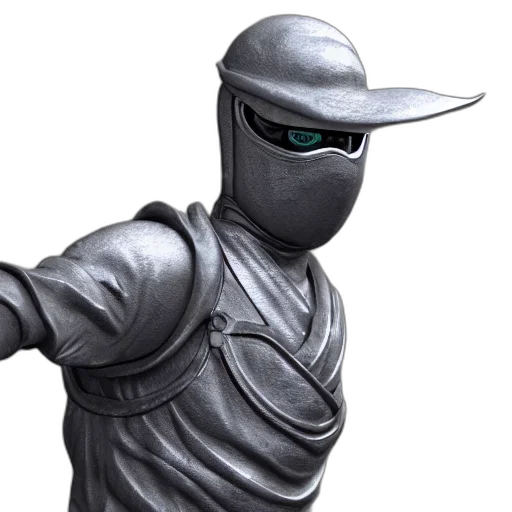 robot, mask, 3d render, concept art, rendering, marble, chrome, statue transparent PNG cut-out