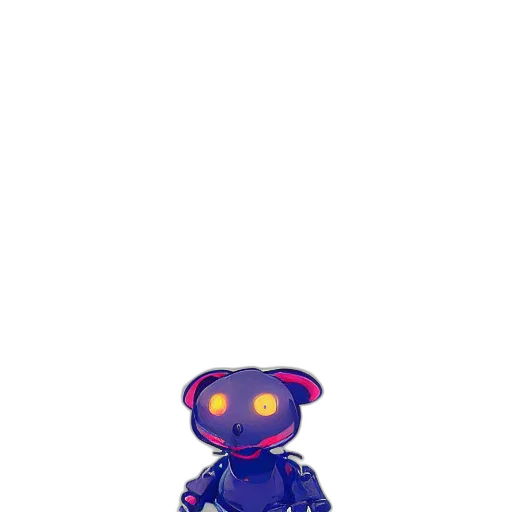 robot, creature, staff, mask, pixel art, concept art, 3d render, vaporwave transparent PNG cut-out