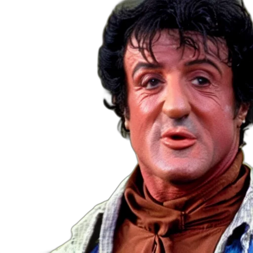 face, photorealistic, screenshot, sylvester, stallone, little, house, prairie transparent PNG cut-out