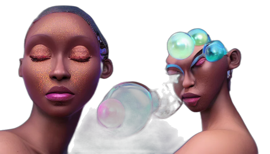 3d render, concept art, photorealistic, fantasy art, outer space, pastel, neon, colorful transparent PNG cut-out
