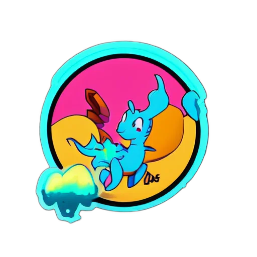 dragon, staff, creature, vaporwave transparent PNG cut-out
