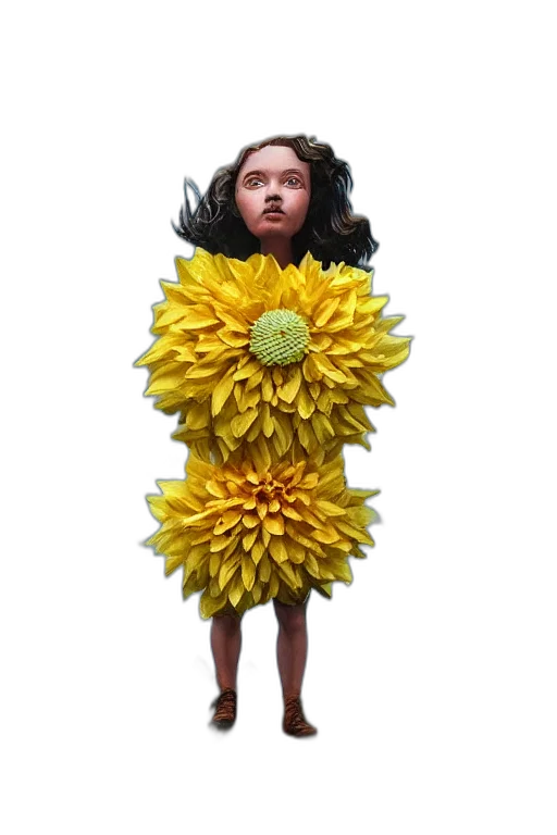 dress, flower, creature, hair, photorealistic, 3d render, concept art, fantasy art transparent PNG cut-out